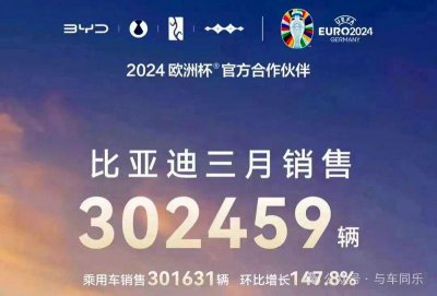 ​3月新能源品牌销量统计，比亚迪重回30万量级