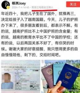 ​某主持人孩子入越南籍引嘲骂，回应：没彩礼还送一块地